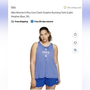 Nike Women’s plus Icon Clash Graphic Running‎ tank . NWT. Retail 40